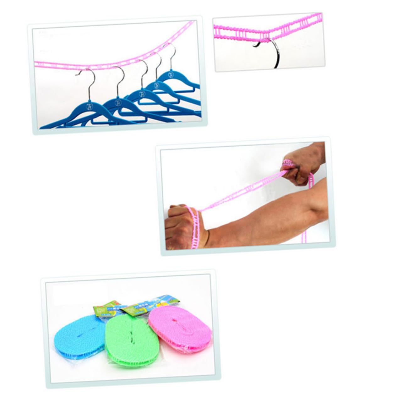 SOLUSTRE Meters Adjustable Windproof Clothes Drying Rope with Hooks Nylon Clothesline Cord for Outdoor Camping and Home Use Random Random Color