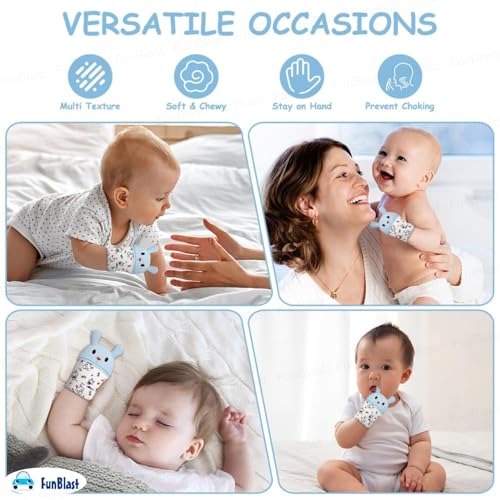 Image of FunBlast Baby Teething Mitten - Soft Silicone Teether Glove for Infants, BPA-Free, Safe & Comfortable Teething Toy for 3+ Months Babies, Toddlers, Infants (LightBlue-)