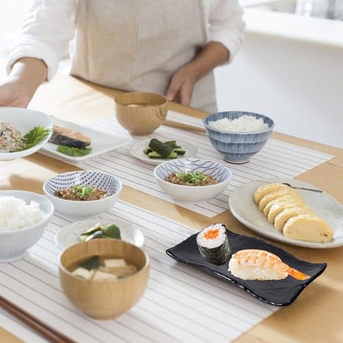 Plato rectangular para sushi estilo japonés negro miniatura 2