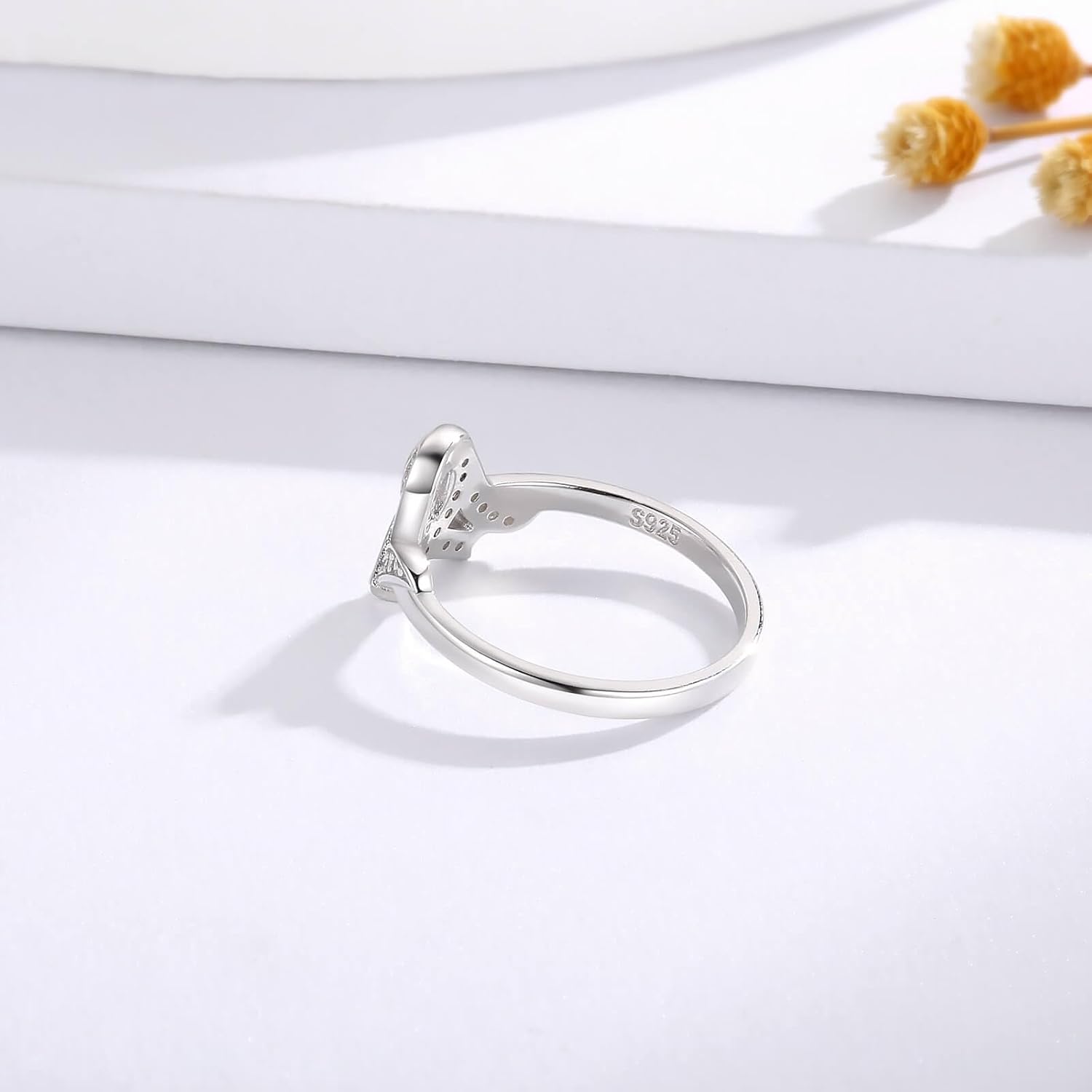 Breast Cancer Awareness Ring Pink Ribbon 925 Sterling Silver Jewelry Cancer Survivor Gifts for Women