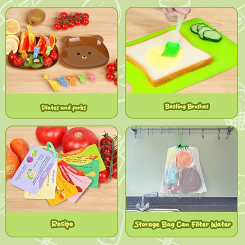 image for Meaicezli 34PCS Kids Cutting Board and Knife Set for Real Cooking Safe