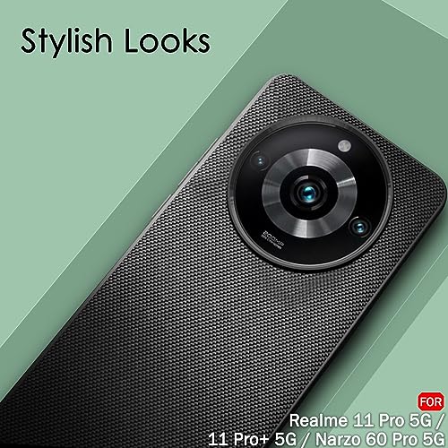 Image of TheGiftKart Back Cover Case for Realme 11 Pro / 11 Pro Plus /Narzo 60 Pro 5G | Slim & Lightweight | Ultra-Premium Design | Camera Protection Bump | Fabric Texture Case Cover (PC & TPU, Black)
