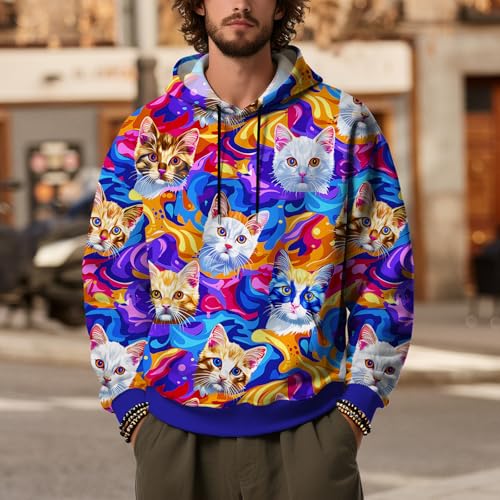 Men's Animal Graphic Oversized Hoodies Funny Y2K Long Sleeve Sweatshirts Casual Fall Outdoor Pullover with Pocket Unisex4