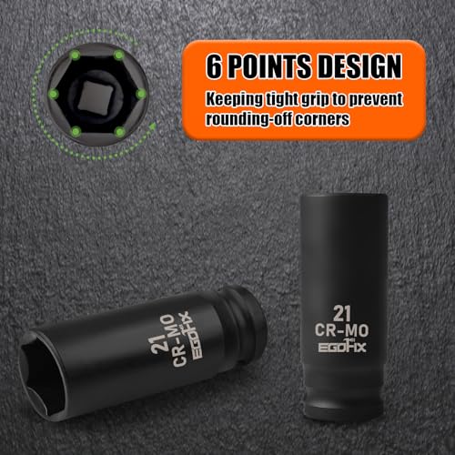 Image of 1 /2 inch Drive Deep Impact Socket, 21mm Socket, CR-MO, Metric, 6 Point