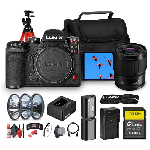 Panasonic LUMIX S1 II Mirrorless Camera | 24.2MP Full-Frame BSI Sensor, 6K Video, Dual I.S. 2, Phase Hybrid AF, 30fps Burst, L-Mount Body (DC-S1M2SBODY) + Lumix S 35mm Lens + Battery + More