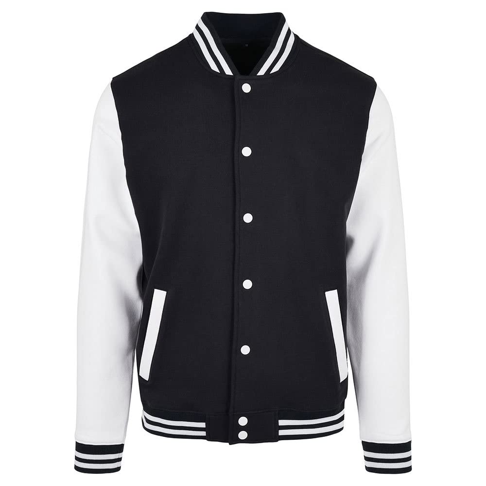 Build Your Brand Mens Bb004-basic College Jacket, Black/White, L UK