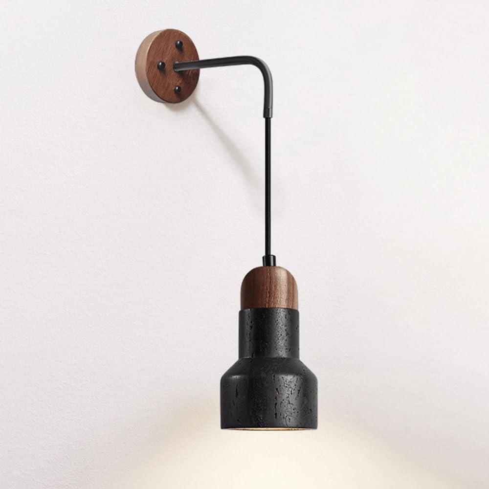 COSRUB Black Travertine Wall Sconce Light, Mini Living Room Wall Lamp