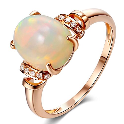 Bague en or rose 14 carats avec opale précieuse style antique
