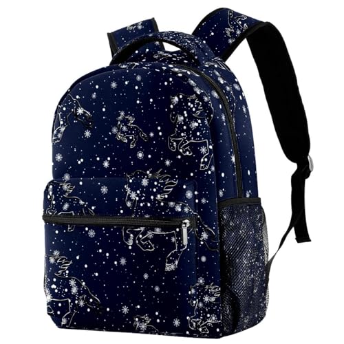 Sac à dos d'école chevaux de flocons de neige multicolore pour ados