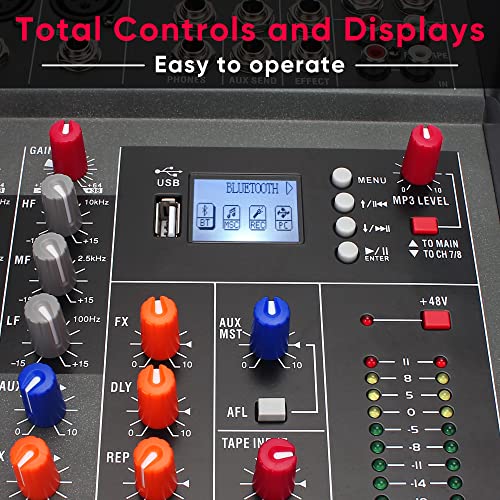 Mizisnr AX-80 Audio Mixer 8 Channel, Professional Music Sound Mixer Board With Reverb, Digital Dj Mixing Console thumb #6