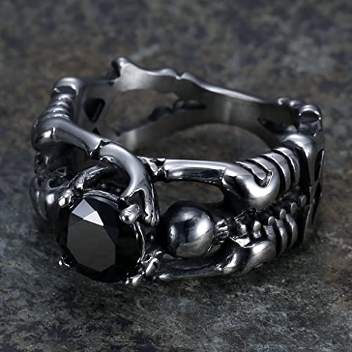 Retro Vintage Stainless Steel Skeleton Skull Gothic Wedding Halloween Statement Biker Ring2