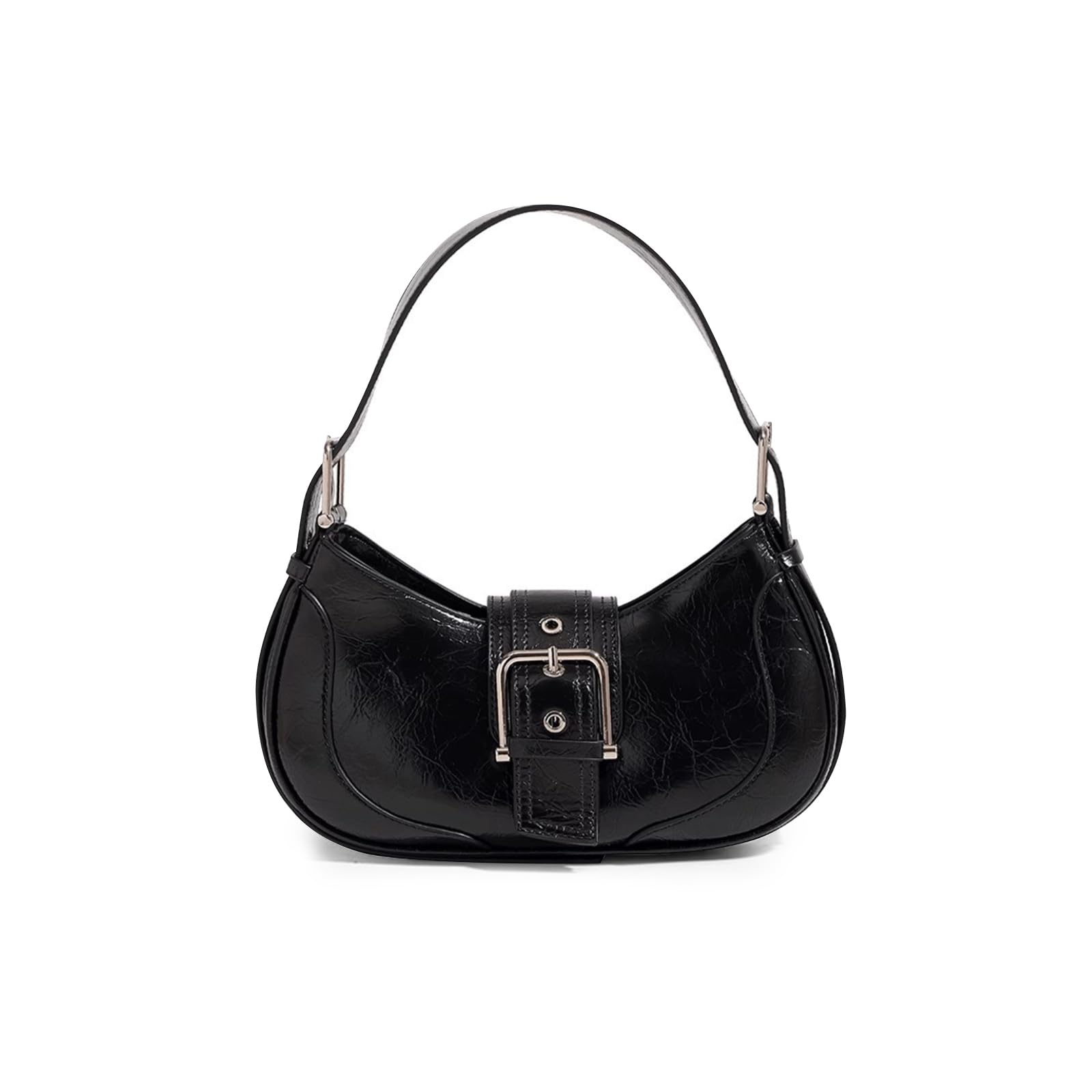 Y2K torebka damska, mała, w stylu vintage, ze skóry PU, torba hobo bag z metalową dekoracją, półksiężyc, torba na ramię, torba na zakupy, podróże, do pracy