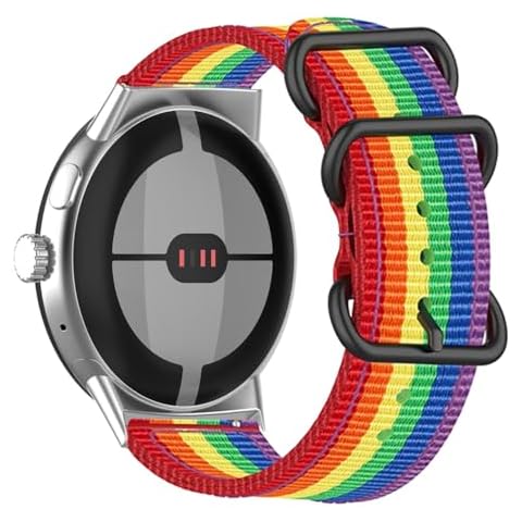 YOFUNTLE Compatible for Google Pixel Watch 3 45 mm Band, Flexible Nylon Woven Fabric Band for Men Women, Breathable Replacement Wristband for Pixel Watch 3 45mm (Rainbow) Cover