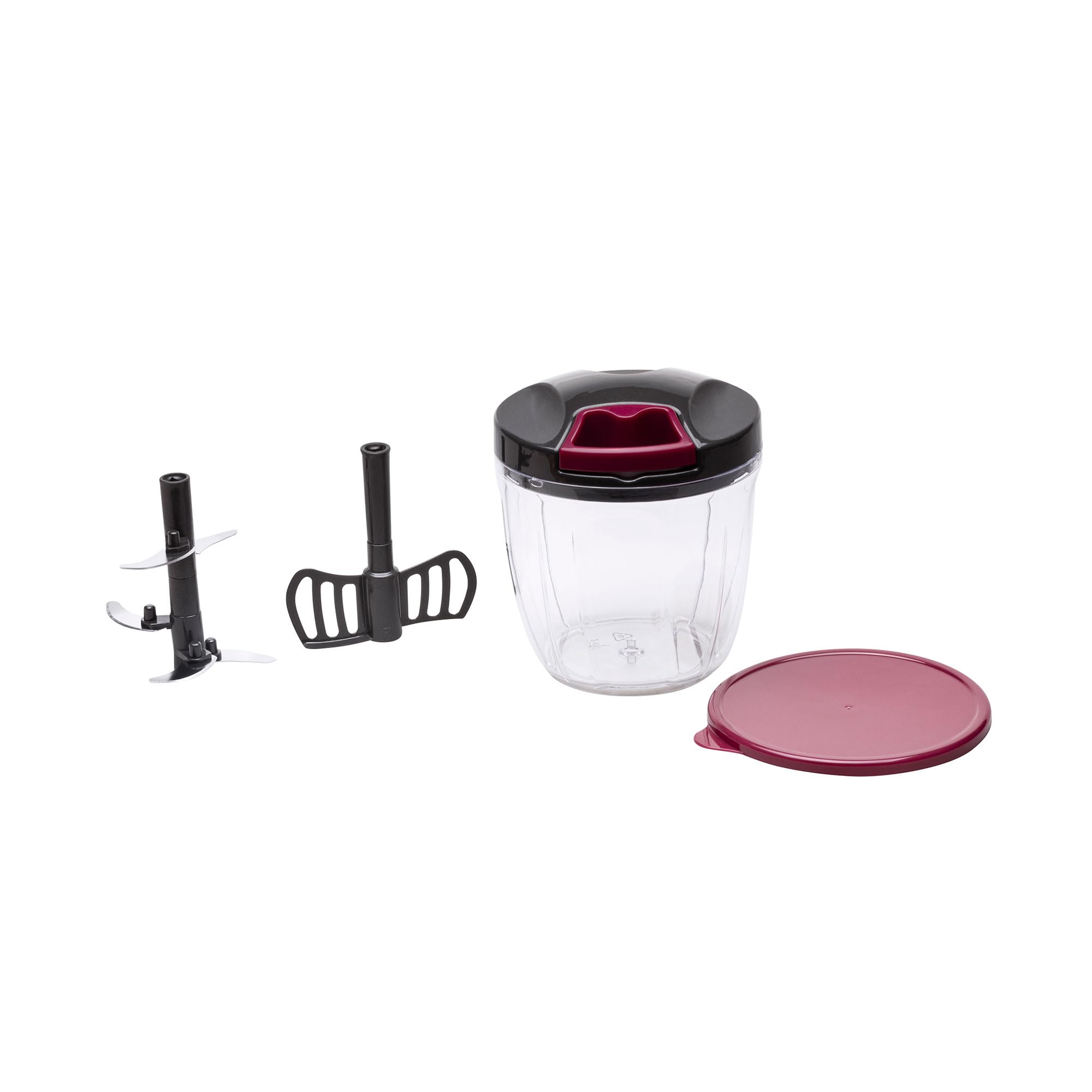 Picadora Manual JATA HOGAR HMAQ4506 900 ml, Trituradora de Alimentos Multifunción para Verduras, Cebolla, Ajo y Frutos Secos, Batidora Manual