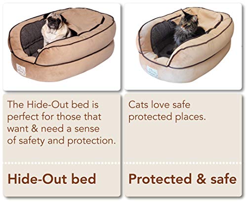 Floppy Ears Design Microfiber And Fleece Hide Out Bed, Large, Tan, 43” L X 31” W X 13” H, Large For Dogs Up To 50 Lbs. #TOP3