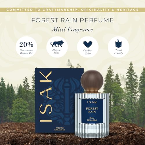 Image of ISAK Forest Rain Unisex Perfume | Eau de Parfum | Premium Perfumes for Men, Women | Petrichor, Lemon, Lilac | Fresh, Long Lasting, Travel Size - 50ml