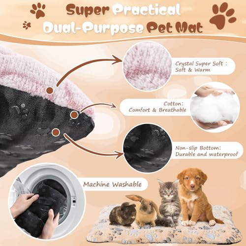 Chicmount 4 Pcs Dog Cat Bed Guinea Pig Mats Ultra Soft Dog Crate Kennel Pad Washable Bunny Bed Anti-Slip Guinea Pig Blankets for Small Animal Pet Cage Accessories(19.7X 13.8 Inch)