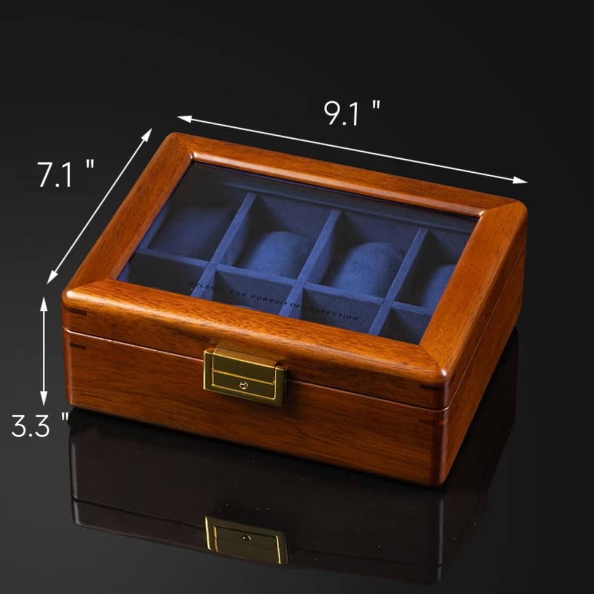 Scatola Porta Orologi in Legno massello con 8 Scomparti e Coperchio in Vetro, Custodia da Collezione in Noce per Uomo e Donna, Organizer di Lusso in Legno per Esposizione e conservazione.