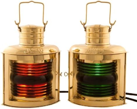 Vermont Lanterns Brass Port & Starboard Electric Lamps - Nautical Decor (11", Brass)