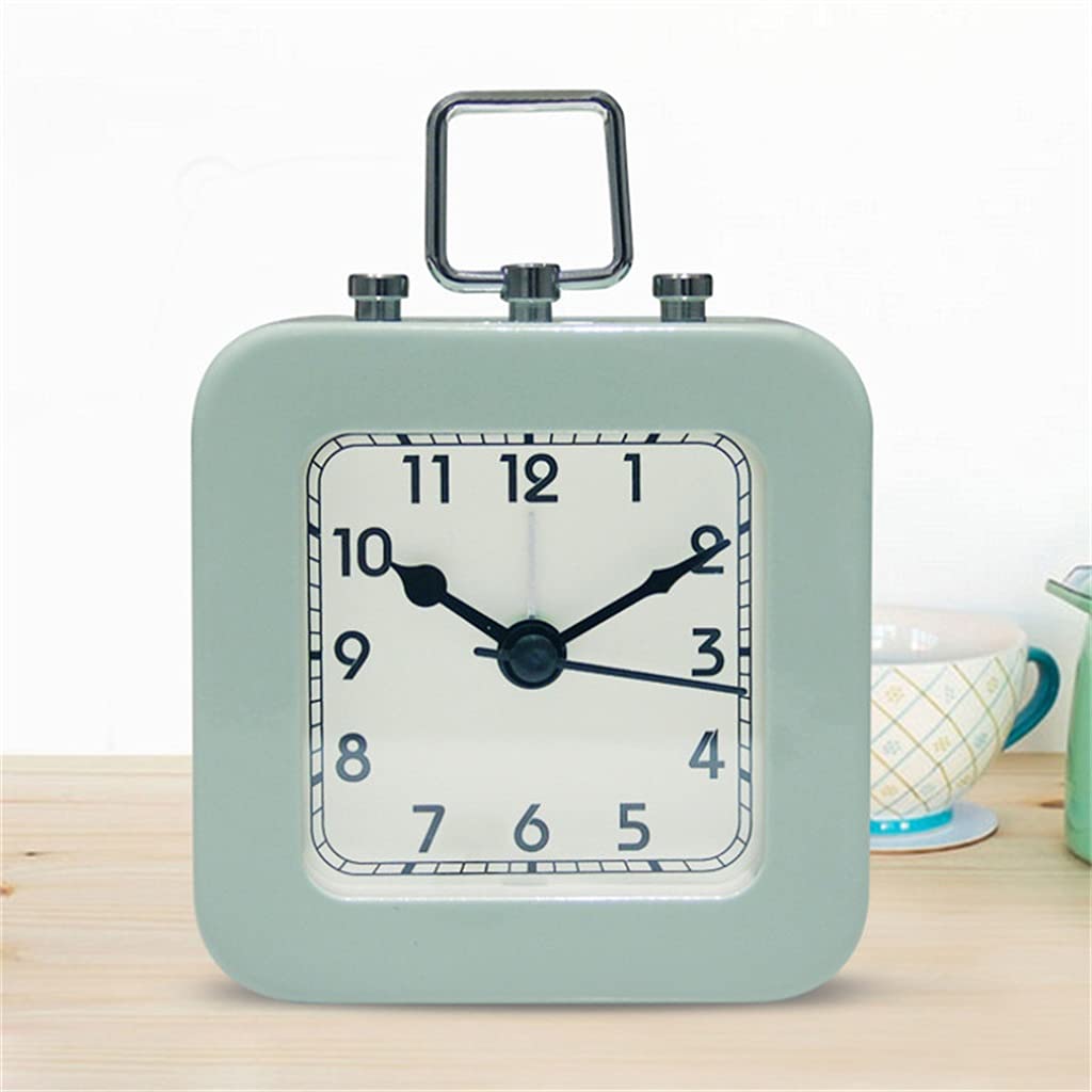 Multi-Functional Digital Alarm Clock Nordic Simple Metal Square Silent Alarm Clock with Handle Bedside Table Clock Color C