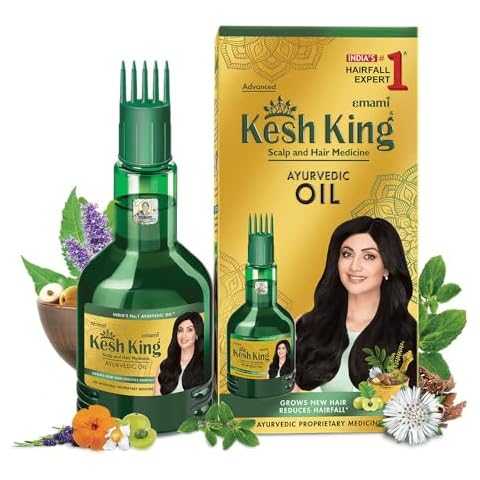 Kesh King Ayurvedic Hair Oil | Herbal Oil with Bhringraj & Amla | Enhance Hair Growth | Reduce Hairfall | Nourishes Scalp | Provides Long & Thick Hair | 1.69 Fl Oz/50ml Cover