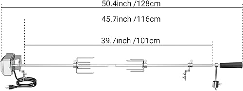 Miniatura 2 de Kit de rotisería de reemplazo con parrilla universal Onlyfire - Varilla hexagonal / motor eléctrico de acero inoxidable, 45"