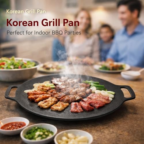 Poêle à griller coréenne 25 cm antiadhésive à doubles poignées