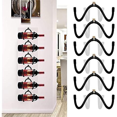 Pmsanzay Wall Mounted Wine Rack Wine Bottle Rack Holder Storage Organizer with Rubber Protection（No Scratches）- Home & Kitchen Décor - Pack of 6 Cover