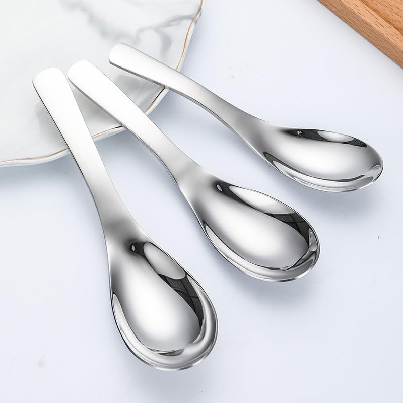 ONUIFIKE Silverware Set, 1/4/6/8 Pcs 304 Stainless Steel Tableware Spoons, Deepened And Thickened Spoons, Household Round Head Small Spoons, Home Cutlery Flatware Set(1 Piece)