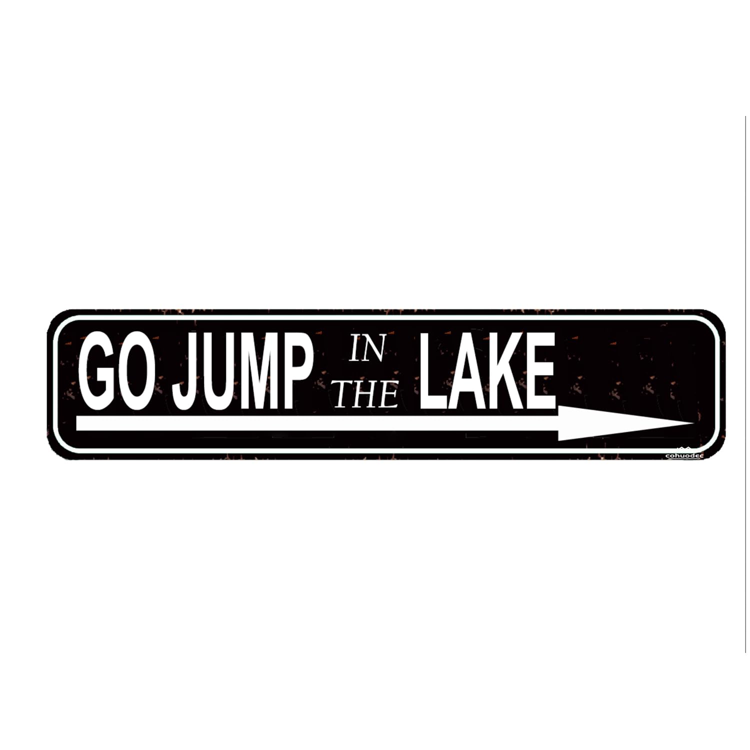 Go Jump in the Lake Sign - Rustic Farmhouse Wall Art 4x16 Inch - Lake Life Summer Decor for Cabin,Cottage,Living Room or Outdoor - Metal Tin Signs