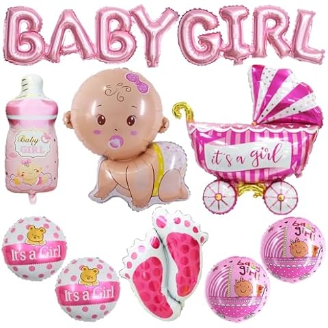 10 Pcs Baby Girl Balloons Pink Baby Shower Balloons Decorations for Girl Its A Girl Balloon Mylar Baby Girl Letter Foil Balloons for Welcome Home Baby Girl Shower Gender Reveal Party Decorations Cover