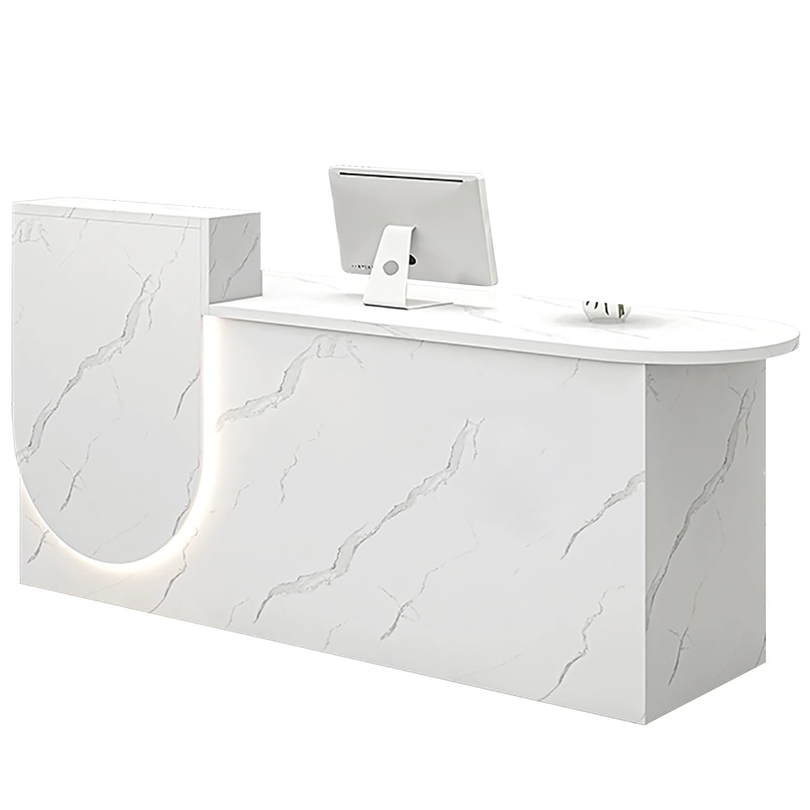 Moderno banco reception con cassetto e armadietto chiudibile a chiave, postazione di lavoro per salone o ristorante (bianco, 100 cm)