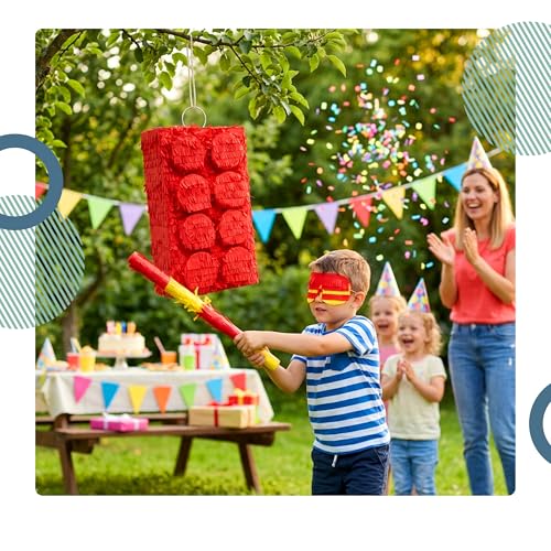 Piñata de bloque para rellenar con accesorios de juego incluidos 3