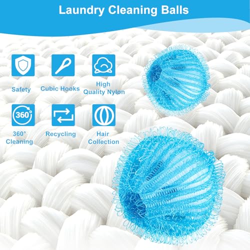 VMUTGA 12 Stücke Tierhaarentferner Waschmaschine, Waschmaschine Flusenball, Katzenhaarentferner, Hundehaare Entfernen, Trocknerbälle für Entfernt Tierhaare, Flusen und Fussel (Dunkelblau)