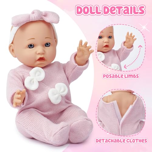 Set de muñeca bebé suave de 12 pulgadas con accesorios miniatura 3