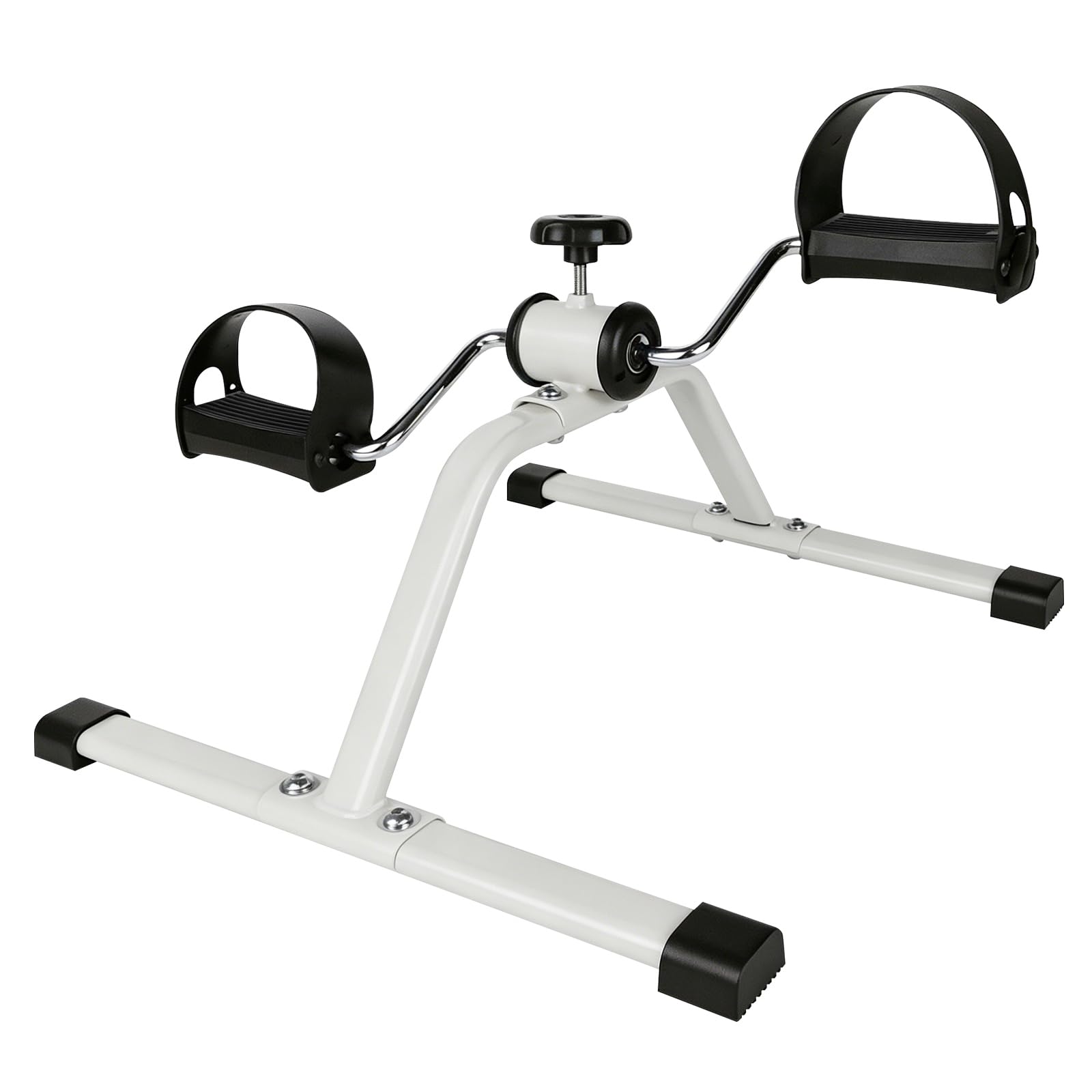 Portable Foldable Mini Exercise Pedal Bike, Arm & Leg Exerciser with Adjustable Resistance, Low Impact Fitness Machine for Home Office Workout, White