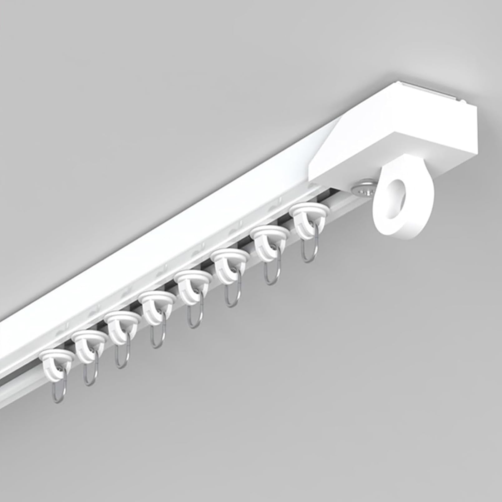 Selbstklebende Vorhangschiene Deckenmontage, 320cm Gardinenschiene 1Lläufig Ohne Bohren, für Duschvorhang, Raumteiler, Schrankvorhang