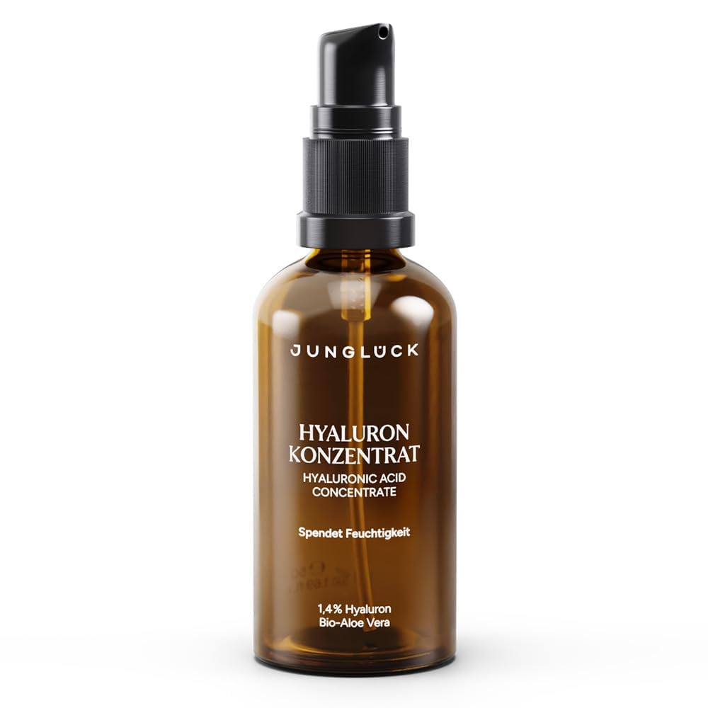 JUNGLÜCK Hyaluron Konzentrat - Well Aging Hyaluronsäure Serum Hochdosiert - Aufpolsternd & intensiv feuchtigkeitsspendend - Hydrationsserum mit Hyaluronic Acid mindert Fältchen und feine Linien