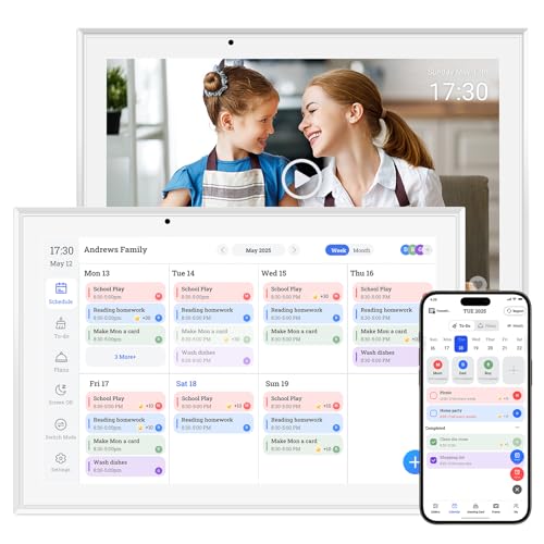 Digital Calendar Hesmor 10.1 HD Smart Touch Screen Interactive Electronic Calendar WiFi Planner for Busy Families Scheduling Wall Planner & Cloud Photo Frame & Art Gallery Wall & Desk Display