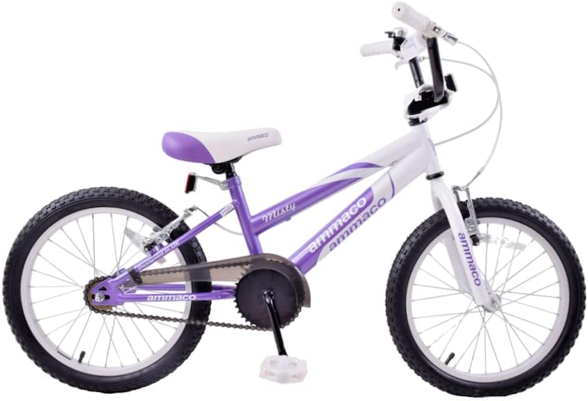 Ammaco Misty 18" Wheel Kids Childs Girls BMX White & Purple Bike Bicycle Age 6 +