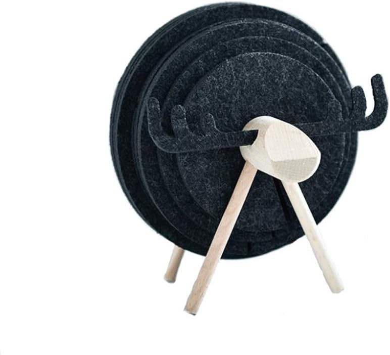sweethome 12 Pcs Wooden Felt Coaster Set for Kitchen Bar Counter Office Insulation Coaster Home Decoration Ornaments and Creative Gifts