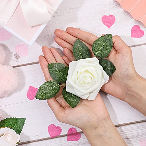 25 Pezzi Fiori Rosa Artificiali in Schiuma Rose