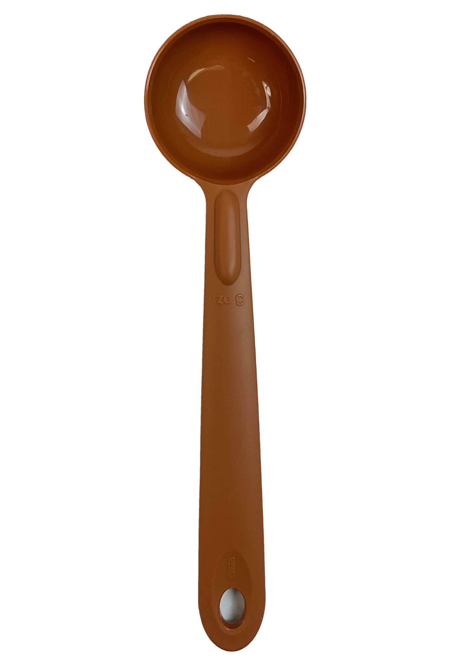 Rite-Size 3 oz. Solid Round Circle Server Portion Utensil, Copolymer Plastic Heat Resistant Professional Cooking Tool, Brown