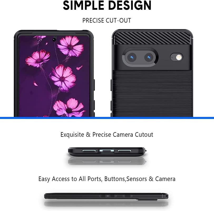 Image of NPRC Hybrid Ultra Slim Protective Case TPU Non-Slip Carbon Fiber Texture Shockproof Case Cover for Google Pixel 7 - Black