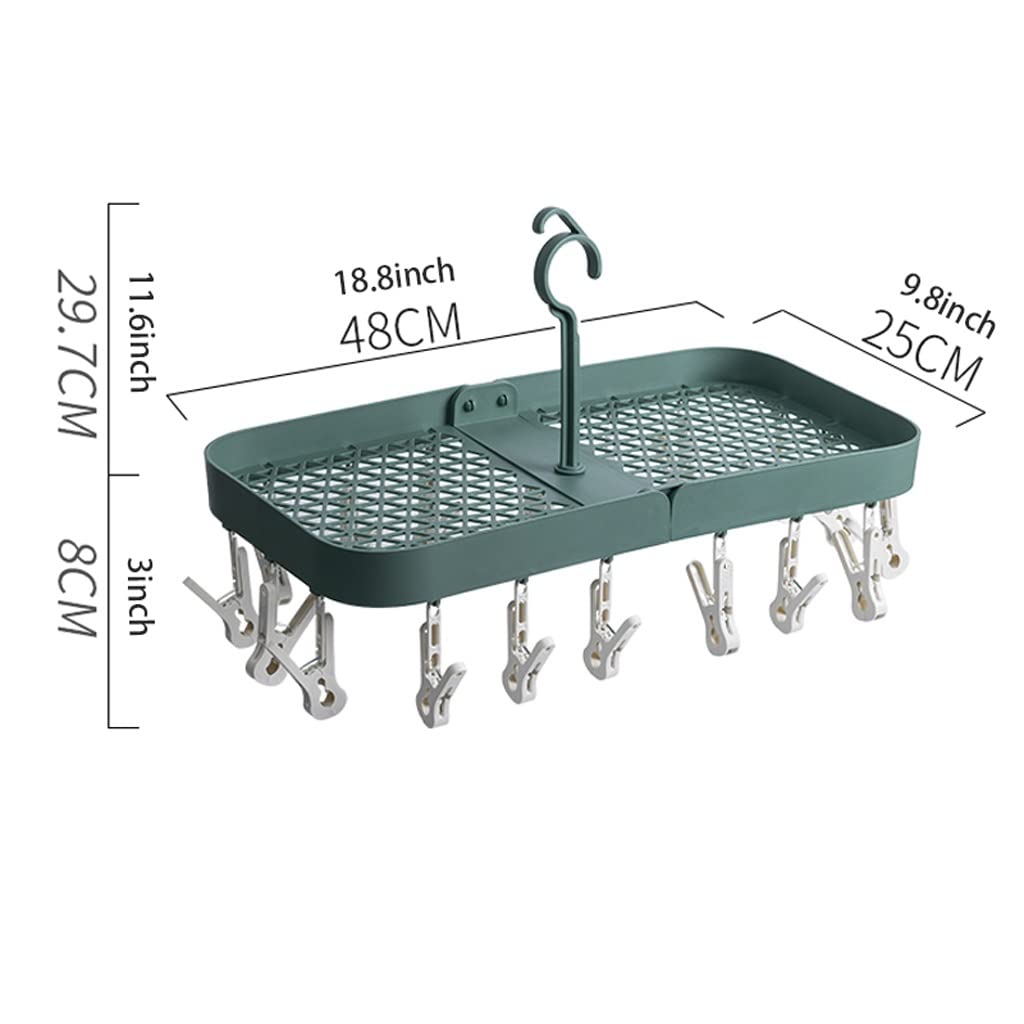 Cintres Cintres Pliables avec 18 Pinces De Séchage, Cintre pour sous-vêtements, Pince À Linge en Plastique, Goutte Cintre Vêtement(Blue)