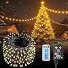 Kinamy Luci Albero di Natale, 10M 100 LED Catena Luminosa Esterno Batteria Ricaricabili, 8 Modalità con Funzione Memoria e Telecomando, Impermeabile Luci Natale Esterno per Adatto a Giardino, Feste