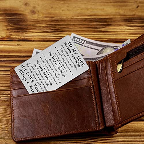 BAZLJY Valentine's Gifts to My Love, Metal Engraved I Love You Cards, Love You Gifts for Women Men Him Her3