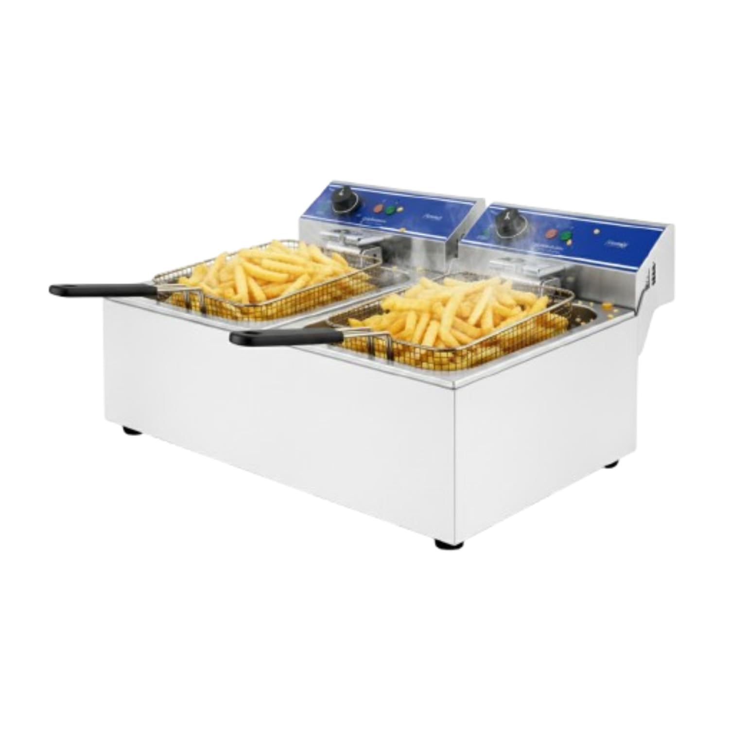 Friteuse Électrique Professionnelle Double – 2 × 6 L – 7200 W – Inox – 2 Cuves Amovibles – Thermostat 50–200°C