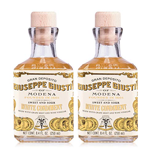 Giuseppe Giusti White Wine Vinegar - White Balsamic Vinegar - Italian Made - Aged Balsamic Vinegar - Fruity and Sweet - Salad Dressing - Modena Balsamic Vinegar - 8.45fl oz (250ml) - Pack of 2