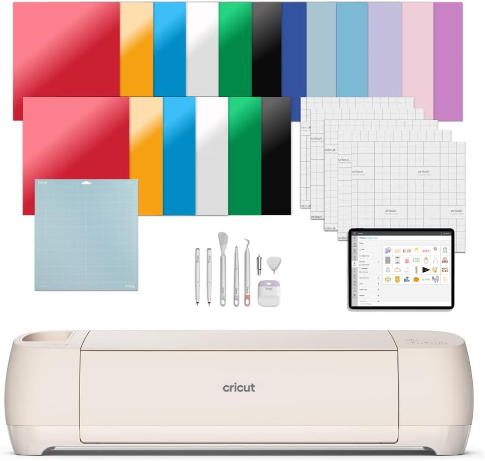 Cricut Explore 4 - Smart Cutting Machine (Seashell) | Engagement Bundle - Includes Smart Vinyl